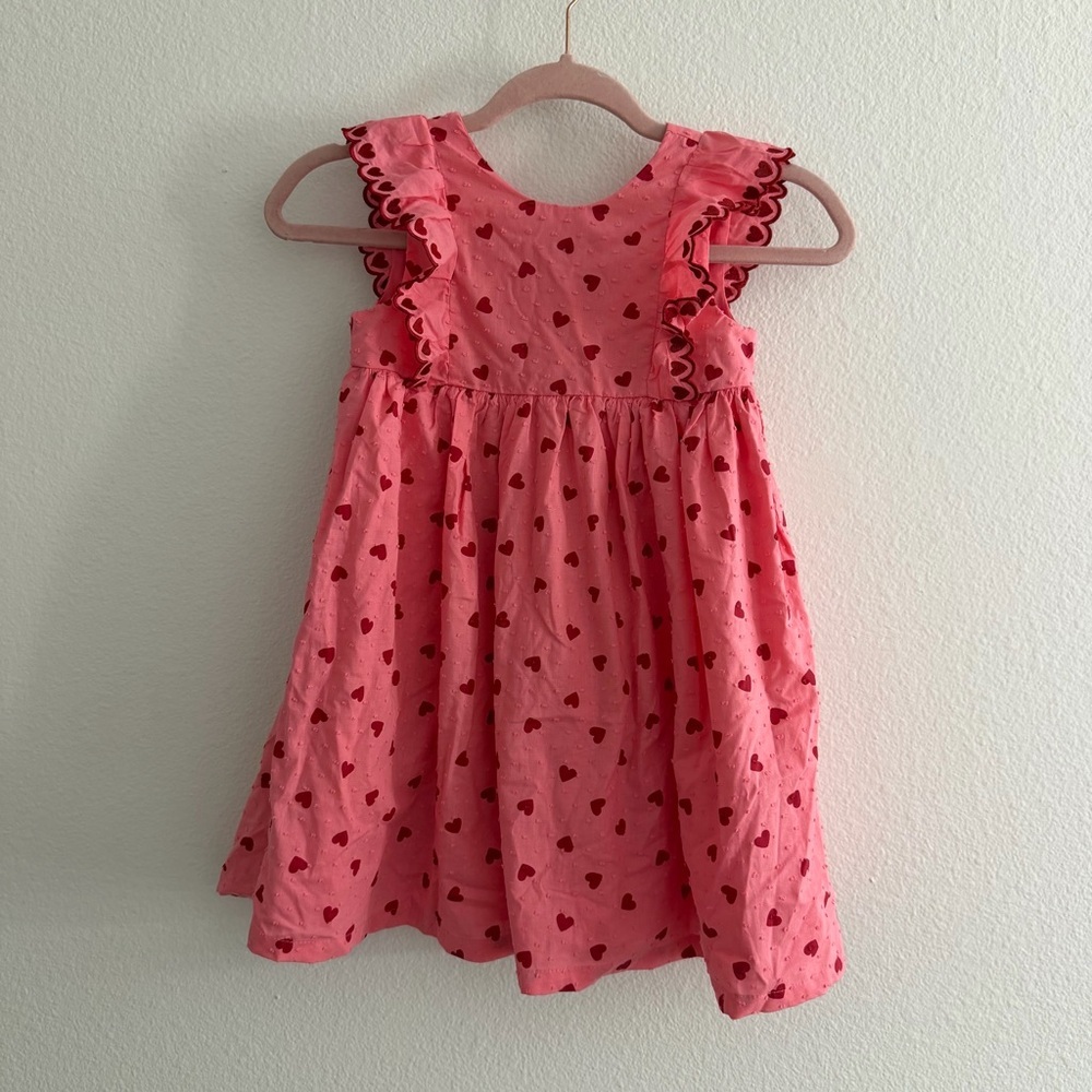 Isaac Mizrahi Youth Girls Pink Heart Valentines Day Ruffle Bow Dress Size 6 NWT